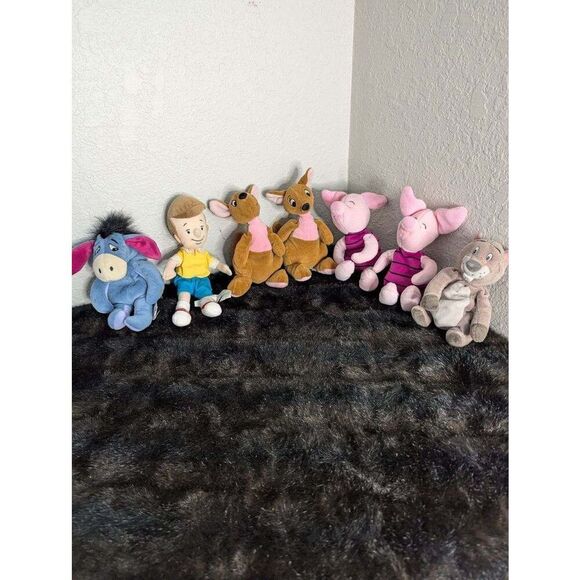 The Disney Store Mini Bean Bag Winnie the Pooh Set of 7 - Picture 1 of 7